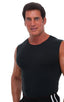 Sleeveless Lycra Muscle Tee in Semi Sheer ThinSKINZ Black, Front View; Sleeveless Lycra Muscle Tee in Semi Sheer ThinSKINZ Black, Rear View; Special Order Notic