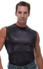 Sleeveless Lycra Muscle Tee in Wet Look Black, Front Alternative; Sleeveless Lycra Muscle Tee in Wet Look Black, Rear View; Sleeveless Lycra Muscle Tee in Wet L