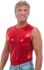 Sleeveless Lycra Muscle Tee in Metallic Mystique Red, Front View; Sleeveless Lycra Muscle Tee in Metallic Mystique Red, Rear View; Special Order Notice; Sleevel