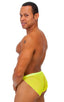 Swimsuit Cover Up Split Running Shorts in Chartreuse Mesh, Front View; Swimsuit Cover Up Split Running Shorts in Chartreuse Mesh, Rear View; Special Order Notic