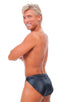 Swimsuit Cover Up Split Running Shorts in Wet Look Black, Front View; Swimsuit Cover Up Split Running Shorts in Wet Look Black, Rear View; Swimsuit Cover Up Spl
