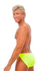 Swimsuit Cover Up Split Running Shorts in Chartreuse, Front View; Swimsuit Cover Up Split Running Shorts in Chartreuse, Rear View; Swimsuit Cover Up Split Runni