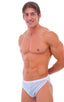 Swimsuit Cover Up Split Running Shorts in  White Mesh, Front View; Swimsuit Cover Up Split Running Shorts in  White Mesh, Rear View; Special Order Notice; Swims