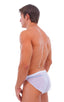 Swimsuit Cover Up Split Running Shorts in  White Mesh, Front View; Swimsuit Cover Up Split Running Shorts in  White Mesh, Rear View; Special Order Notice; Swims