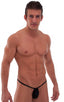 Adjustable to Micro Pouch Tanning Bikini in Black, Front View; Adjustable to Micro Pouch Tanning Bikini in Black tricot-nylon-lycra 2; Adjustable to Micro Pouch