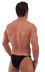 Adjustable to Micro Pouch Tanning Bikini in Black, Front View; Adjustable to Micro Pouch Tanning Bikini in Black tricot-nylon-lycra 2; Adjustable to Micro Pouch