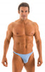 mens swimwear classic t back thong swimsuit in periwinkle blue baby blue; T Back Thong Swimsuit in light blue; T Back Thong Swimsuit; T Back T