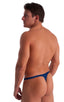 T Back Thong Swimsuit in Dark Navy Blue, Front View; T Back Thong Swimsuit in Dark Navy Blue, Rear View; Special Order Notice; T Back Thong Swimsuit in Dark Nav