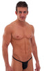Roman G String Swim Thong in Semi Sheer ThinSKINZ Black, Front View; Roman G String Swim Thong in Semi Sheer ThinSKINZ Black, Rear View; Special Order Notice; R