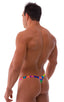 mens micro pouch thong back sexy swimsuit in swimwear fabric hawaiian floral; Stuffit Pouch Thong Back Swimsuit in Hawaiian Floral, Rear View; Stuffit Pouch Tho
