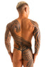 Men's teardrop y-back G-string underwear in pine green. Soft polyester spandex fabric with contoured pouch, minimal coverage, and supportive low rise design. Contoured pouch minimal coverage