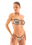 T22JU - Womens Bandeau Bikini Top with Straps and ornaments - Metallics