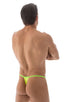 Banded Thong Bathing Suit in ThinSKINZ Chartreuse - Lime Band, Front View; Banded Thong Bathing Suit in ThinSKINZ Chartreuse - Lime Band, Rear View; Special Ord