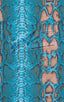 Color Blocked T Back Thong Bikini in Aqua Python & Aqua Python Print on Mesh, Front View; Color Blocked T Back Thong Bikini in Aqua Python & Aqua Python Print o