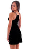 womens sleeveless flare dress sexy swimsuit beach tiki bar cover up in Black; Beach Cover Up Flare Mini Dress in Black nylon/lycra, Rear View; Special Order Not