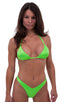 Brazilian Triangle Swim Top  in Neon Lime, Front View; Brazilian Triangle Swim Top  in Neon Lime, Rear View; Brazilian Triangle Swim Top  in Neon Lime, Front Al