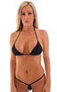 Teardrop G String Micro Bikini in ThinSKINZ Black - Semi Sheer, Front View; Teardrop G String Micro Bikini in ThinSKINZ Black - Semi Sheer, Rear View; Silver Tr