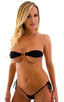 Womens Band-Aid Bandeau Sexy Swim Top in Semi Sheer ThinSKINZ Black, Front View; Womens Band-Aid Bandeau Sexy Swim Top in Semi Sheer ThinSKINZ Black, Rear View;