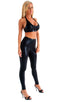 Womens Sport Halter Top in Metallic Mystique Black-Black, Front View; Womens Sport Halter Top in Metallic Mystique Black-Black, Rear View; Special Order Notice;