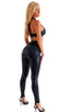 Womens Sport Halter Top in Metallic Mystique Black-Black, Front View; Womens Sport Halter Top in Metallic Mystique Black-Black, Rear View; Special Order Notice;