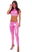 Baby Doll in Metallic Mystique Bubblegum nylon/lycra, Front View; Baby Doll in Metallic Mystique Bubblegum nylon/lycra, Rear View; Special Order Notice; Baby Do
