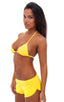 womens sexy swimsuit split short beach cover up shorts micro bikini in yellow; Womens SusieQ Split Short Beach Cover-Up in Citron Yellow, Rear View; Special Ord