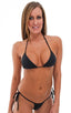 Brazilian Triangle Swim Top in Semi Sheer ThinSKINZ Black, Rear View; Brazilian Triangle Swim Top in Semi Sheer ThinSKINZ Black, Front View; Brazilian Triangle 