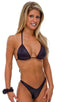 Womens Classic Triangle Swimsuit Top Top in Wet Look Black, Front View; Womens Classic Triangle Swimsuit Top Top in Wet Look Black, Rear View; Womens Classic Tr