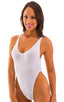 womens sexy swimwear one piece thong swimsuit in sheer white PowerNet; One Piece Thong Swim Suit in White PowerNet, Rear View; Special Order Notice; One Piece T