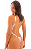 womens sexy swimwear one piece thong swimsuit in sheer white PowerNet; One Piece Thong Swim Suit in White PowerNet, Rear View; Special Order Notice; One Piece T