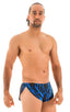 A14 - Mens Swimsuit Cover Up Split Running Shorts - Prints 1118 Laser blue lightening - Skinzwear