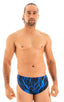 A14 - Mens Swimsuit Cover Up Split Running Shorts - Prints 1118 Laser blue lightening - Skinzwear
