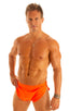 A14 - Mens Swimsuit Cover Up Split Running Shorts - Solid 6402 Blazing orange - Skinzwear