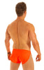 A14 - Mens Swimsuit Cover Up Split Running Shorts - Solid 6402 Blazing orange - Skinzwear