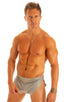 A14 - Mens Swimsuit Cover Up Split Running Shorts - Solids 3454 Silver - Skinzwear