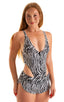 A17 - Womens SusieQ Split Short Beach Cover up - Prints 3150 Zebra - Skinzwear