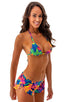 A17 - Womens SusieQ Split Short Beach Cover up - Prints 4109 Hawaiian floral - Skinzwear