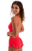 A17 - Womens SusieQ Split Short Beach Cover up - Solid Sheer Semi Sheer 5537 Neon coral - Skinzwear