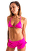 A17 - Womens SusieQ Split Short Beach Cover up - Solids 3452 Fuchsia - Skinzwear