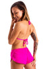 A17 - Womens SusieQ Split Short Beach Cover up - Solids 3452 Fuchsia - Skinzwear