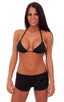 A17 - Womens SusieQ Split Short Beach Cover up - Solids 6417 Matte black - Skinzwear