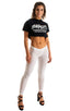 A19 - Womens Super Low Rise Fitness Leggings - Mesh 7519 White athletic - Skinzwear