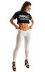 A19 - Womens Super Low Rise Fitness Leggings - Mesh 7519 White athletic - Skinzwear