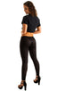 A19 - Womens Super Low Rise Fitness Leggings - Mesh 7521 Black athletic - Skinzwear