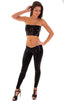 A19 - Womens Super Low Rise Fitness Leggings - Metallics 9810 Black - Skinzwear