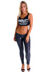 A19 - Womens Super Low Rise Fitness Leggings - Wet Look 0007 Black - Skinzwear