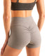 A42 - Womens High - Waisted Scrunch - Back Gym Shorts - Solids 9860 Stone washed - Skinzwear