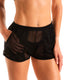 A44W - Women's Tommy Boy Shorts Swim Cover - Up & Beach Shorts with Pockets - Mesh 1507 Black - Skinzwear
