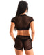 A44W - Women's Tommy Boy Shorts Swim Cover - Up & Beach Shorts with Pockets - Mesh 1507 Black - Skinzwear