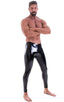 A4M - Mens Regular Waist Leggings - Metallics 5807 Black vinyl - Skinzwear